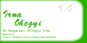 irma ohegyi business card